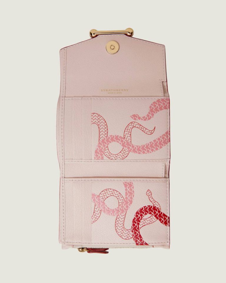 Lny Snake Caledonian Pink Women Strathberry Wallets Mosaic Trifold Wallet