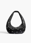 Medium Olivia Hobo In Black Pebbled Leather With Grommets Black Shoulder Bags Khaite Women