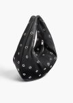 Medium Olivia Hobo In Black Pebbled Leather With Grommets Black Shoulder Bags Khaite Women - Image 2