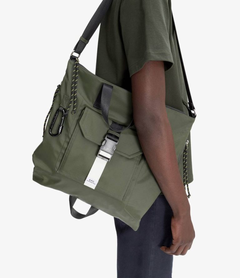 Men A.p.c. Treck Tote Bag Dark Khaki Tote Bags - Image 2