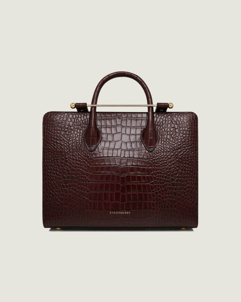 Midi Tote Strathberry Women Shoulder Bags Croc-Embossed Leather Burgundy - Image 3