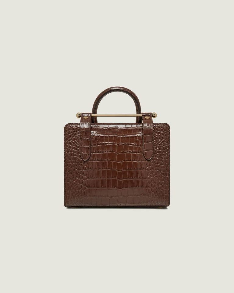 Mini Tote Croc-Embossed Leather Chocolate Strathberry Women Embossed Edit Bags - Image 4