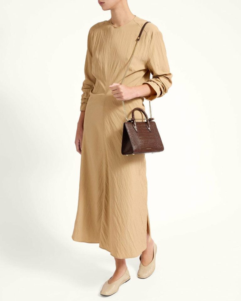 Mini Tote Croc-Embossed Leather Chocolate Strathberry Women Embossed Edit Bags