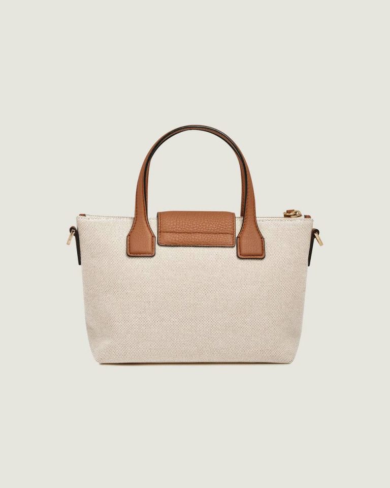 Mini Travel Tote Travel Bags Women Canvas Ecru/Tan Strathberry - Image 4