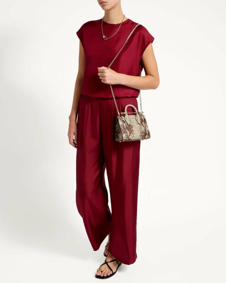Nano Tote Embossed Edit Bags Women Strathberry Floral Snake-Embossed Leather Chocolate