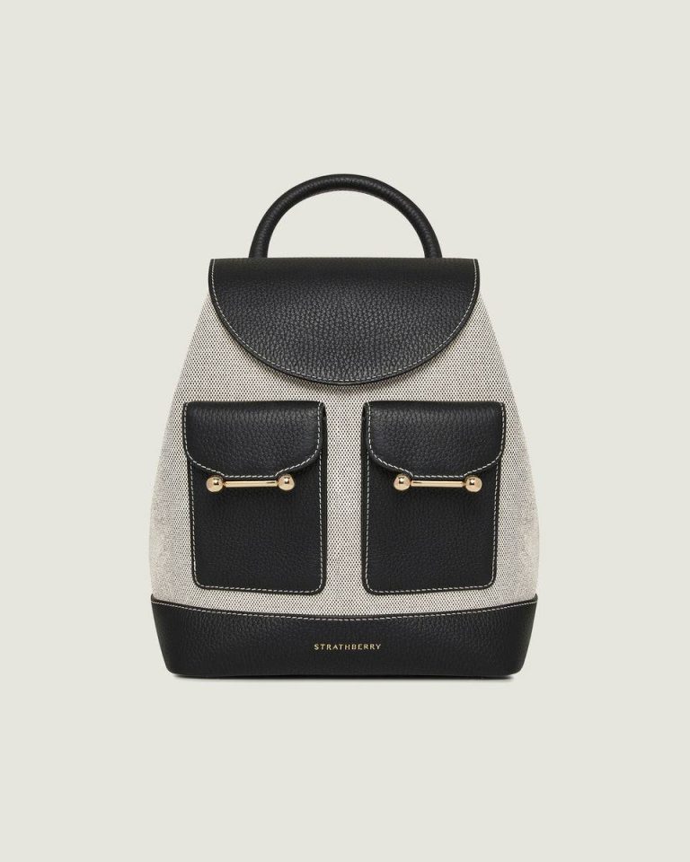 Osette Backpack Travel Bags Strathberry Women Black/Cream Canvas - Image 3