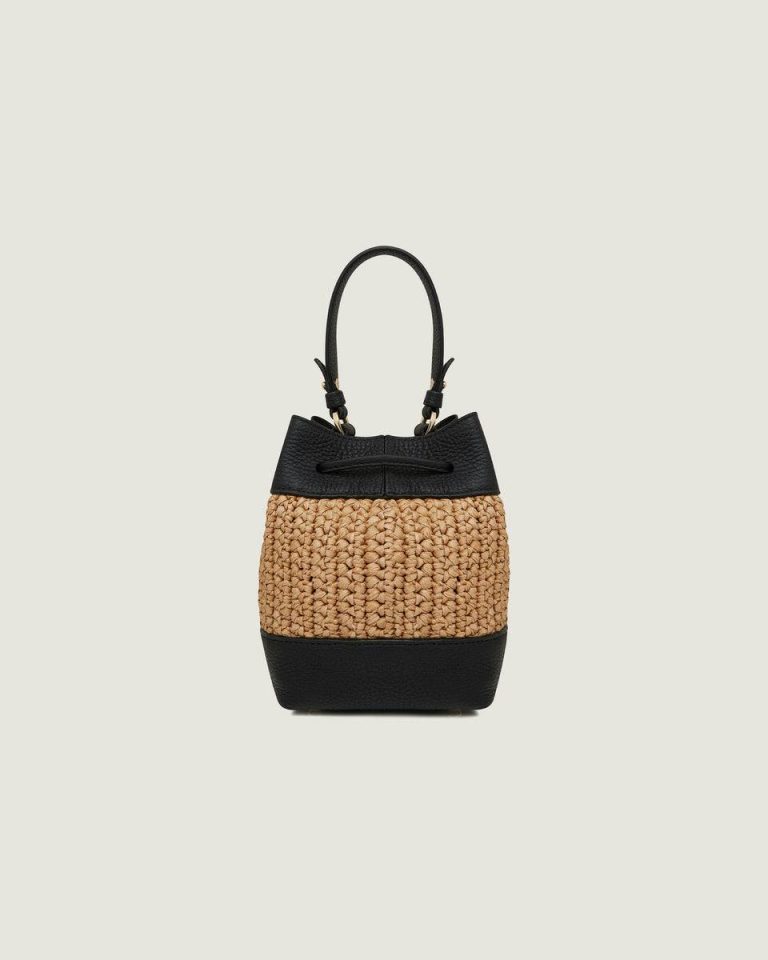 Raffia/Black Strathberry Osette Totes & Top Handle Bags Women - Image 4