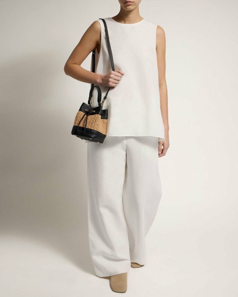 Raffia/Black Strathberry Osette Totes & Top Handle Bags Women