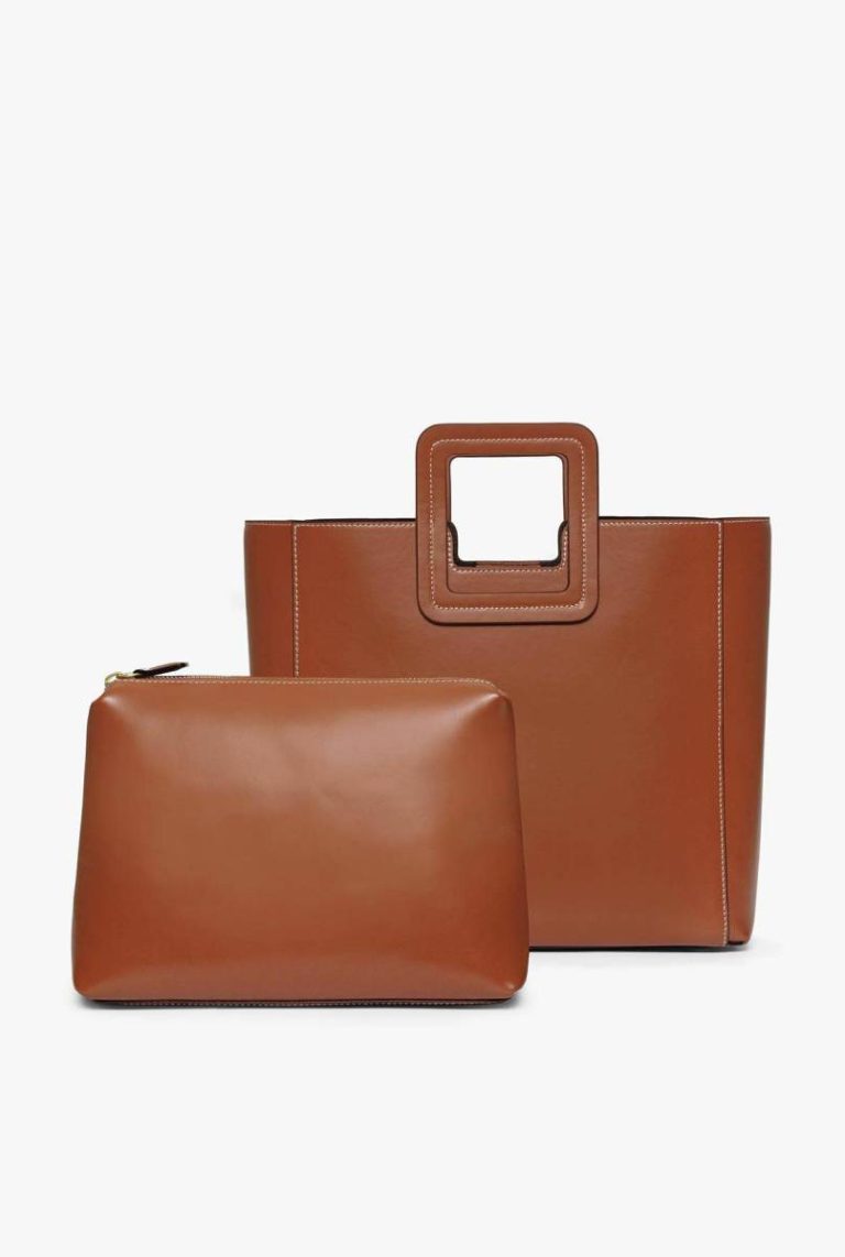 Staud Women Totes Shirley Leather Bag Saddle - Image 3