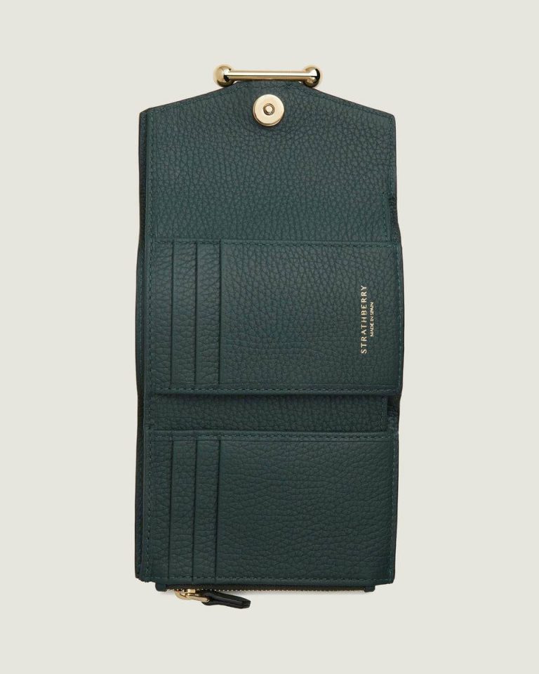 Strathberry Bottle Green Mosaic Trifold Wallet Women Wallets