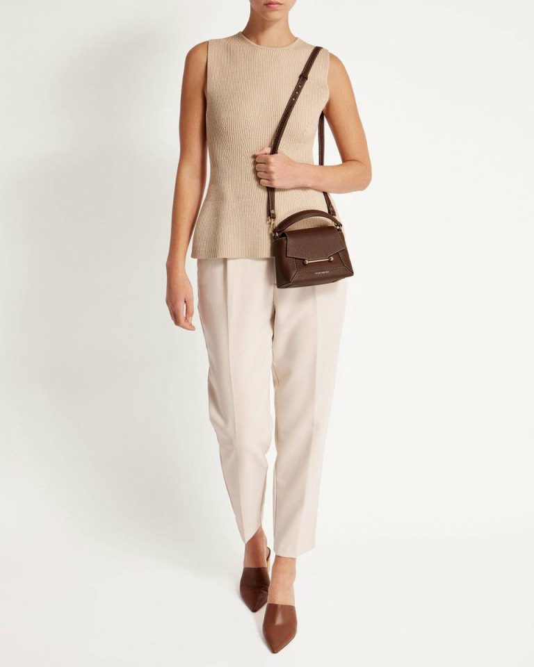 Strathberry Chocolate With Vanilla Stitch Women Crossbody Bags Mosaic Nano