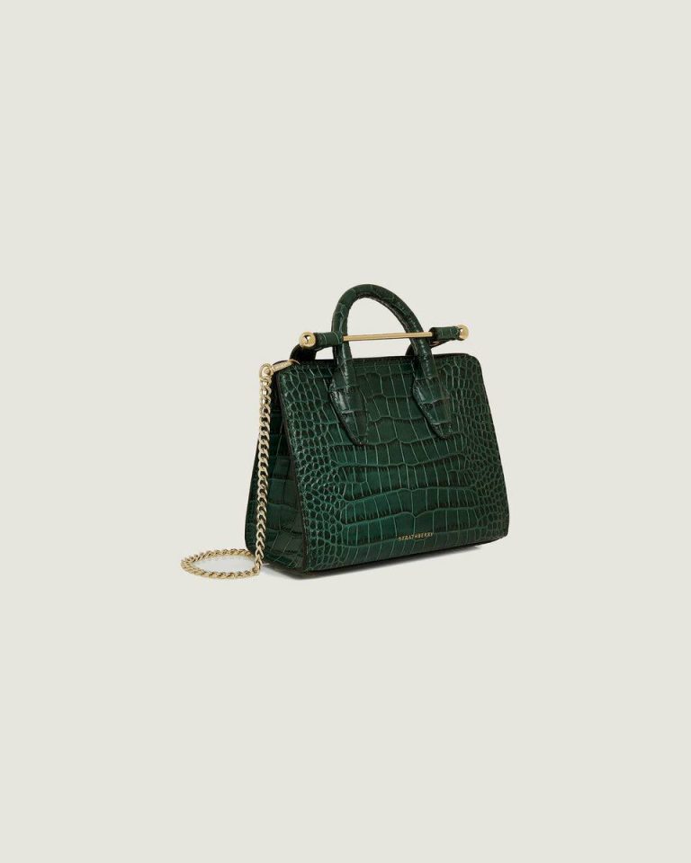 Strathberry Croc-Embossed Leather Bottle Green Nano Tote Embossed Edit Bags Women - Image 2