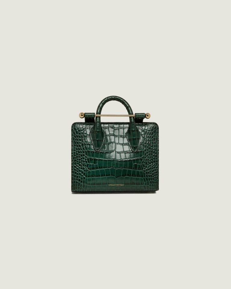 Strathberry Croc-Embossed Leather Bottle Green Nano Tote Embossed Edit Bags Women - Image 3