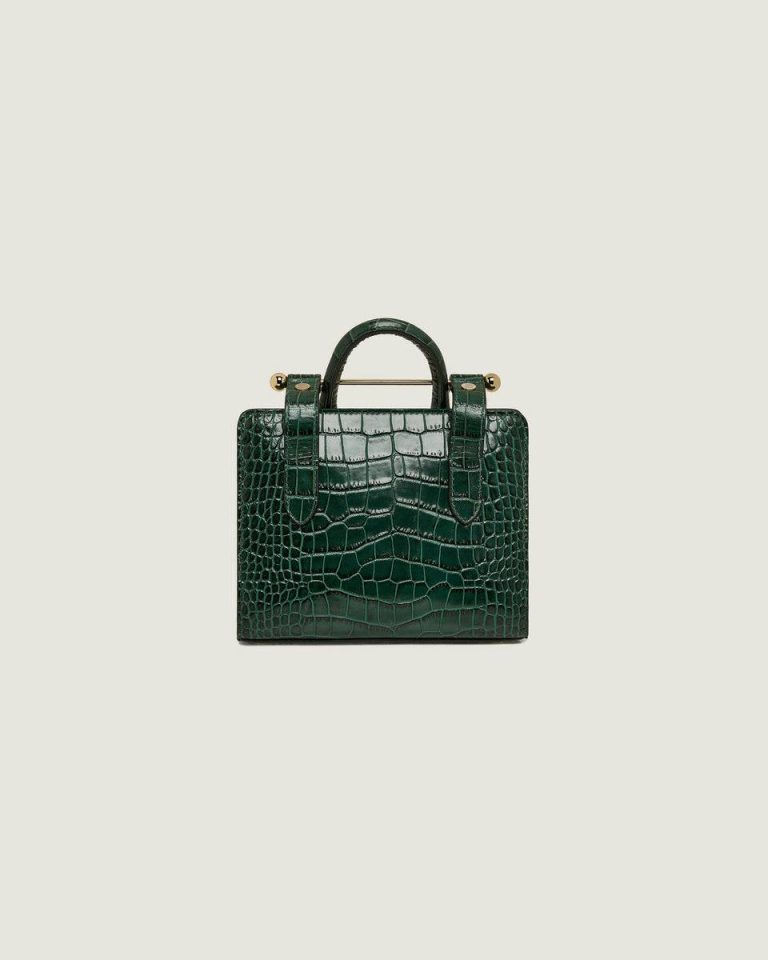 Strathberry Croc-Embossed Leather Bottle Green Nano Tote Embossed Edit Bags Women - Image 4