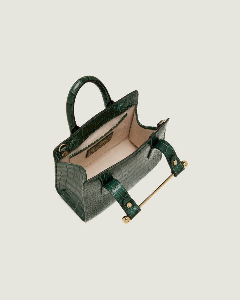Strathberry Croc-Embossed Leather Bottle Green Nano Tote Embossed Edit Bags Women - Image 5