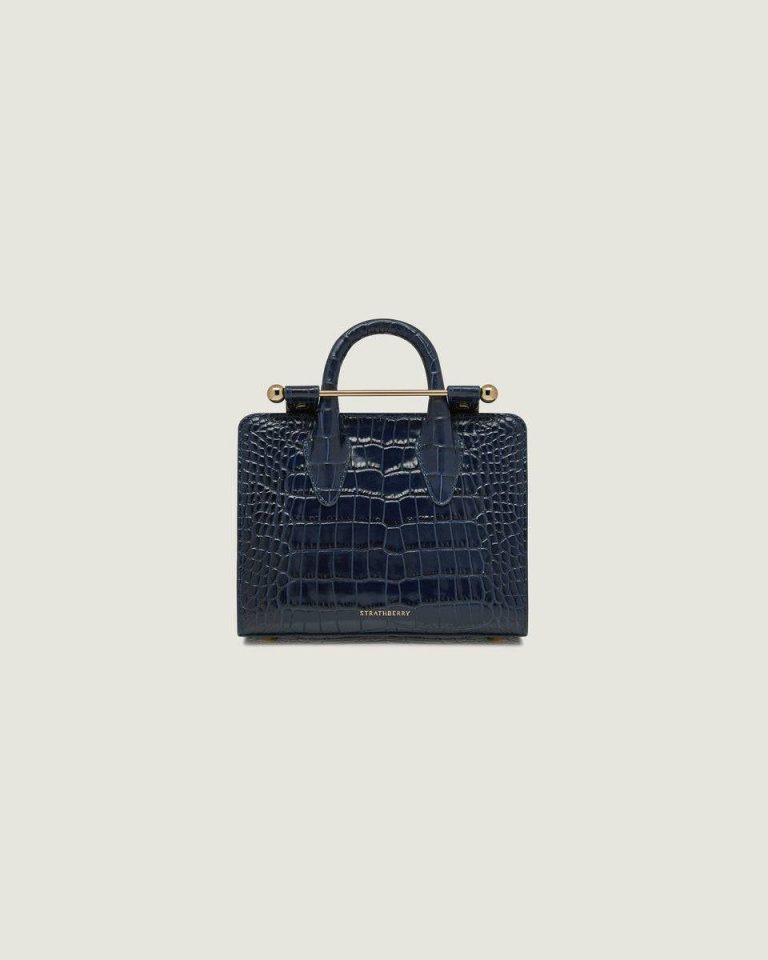 Strathberry Embossed Edit Bags Croc-Embossed Leather Navy Women Nano Tote - Image 3