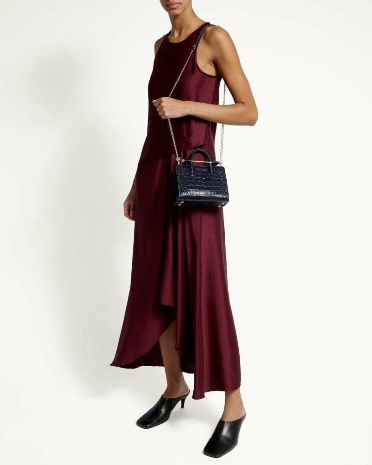 Strathberry Embossed Edit Bags Croc-Embossed Leather Navy Women Nano Tote