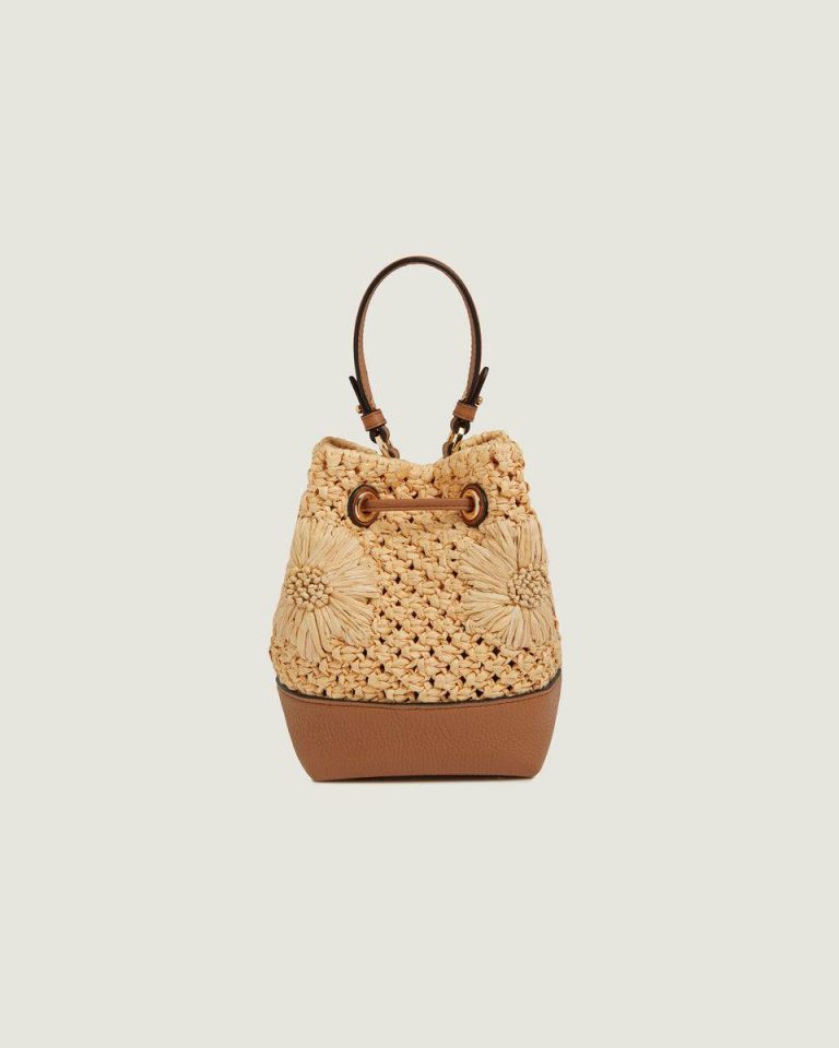 Strathberry Floral Paper Raffia/Tan Crossbody Bags Women Osette - Image 4