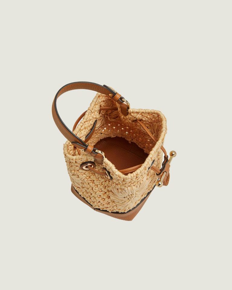 Strathberry Floral Paper Raffia/Tan Crossbody Bags Women Osette - Image 5