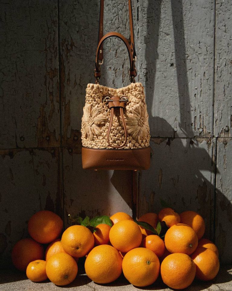 Strathberry Floral Paper Raffia/Tan Crossbody Bags Women Osette