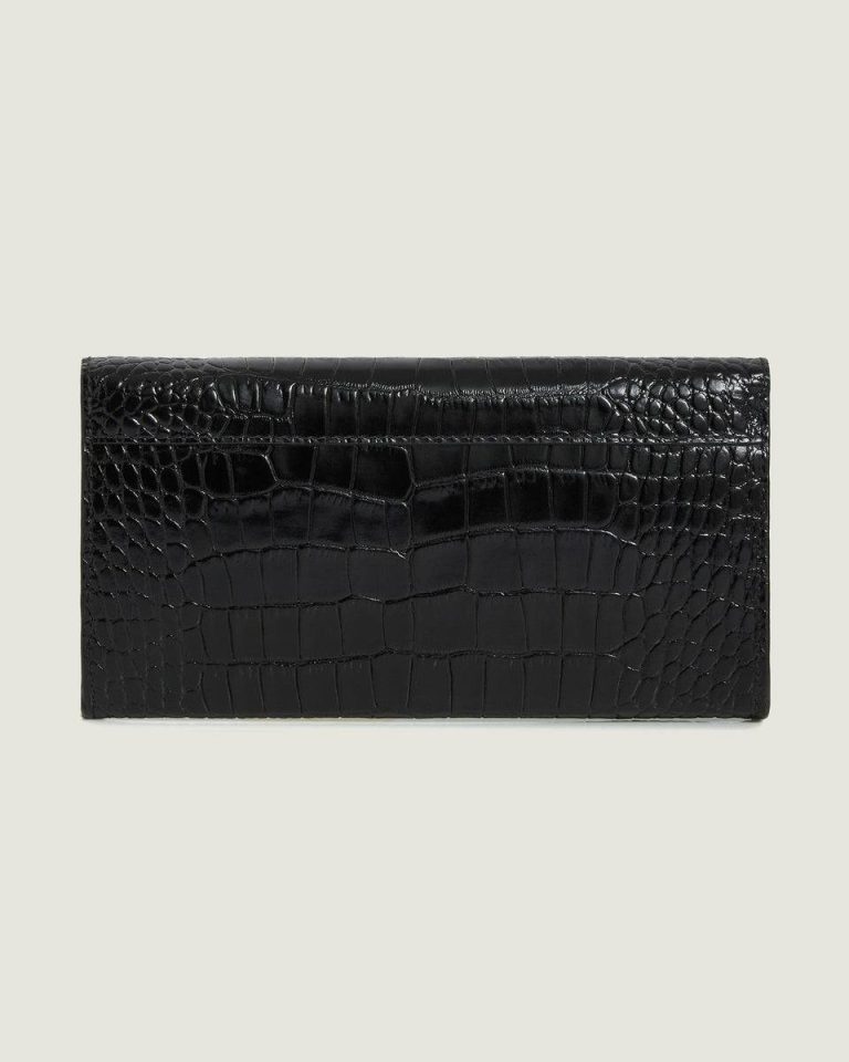 Strathberry Multrees Chain Wallet Embossed Edit Bags Croc-Embossed Leather Black Women - Image 4