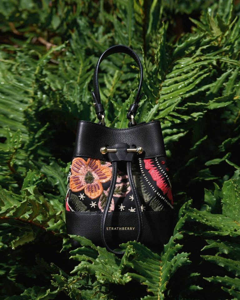 Strathberry Osette Black Beaded/Embroidered Satin Women Totes & Top Handle Bags - Image 3