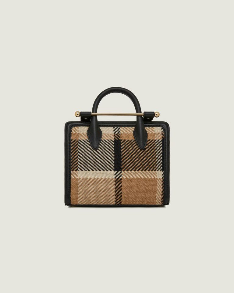 Strathberry Totes & Top Handle Bags Black/Camel Tartan Women Mini Tote - Image 3