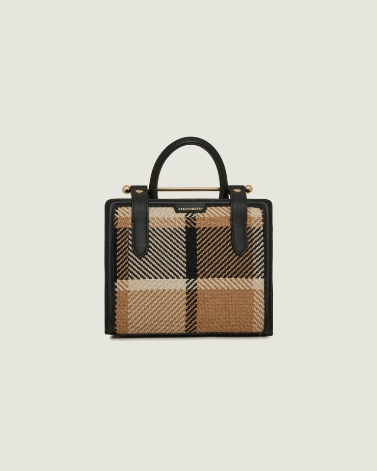 Strathberry Totes & Top Handle Bags Black/Camel Tartan Women Mini Tote - Image 4