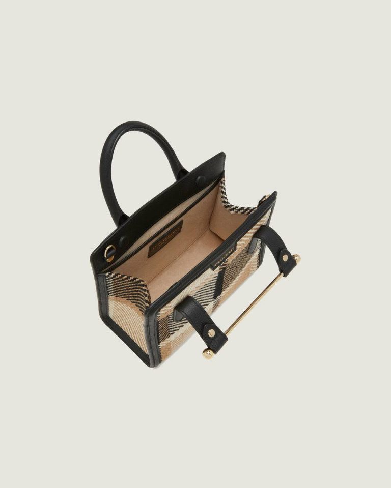 Strathberry Totes & Top Handle Bags Black/Camel Tartan Women Mini Tote - Image 5
