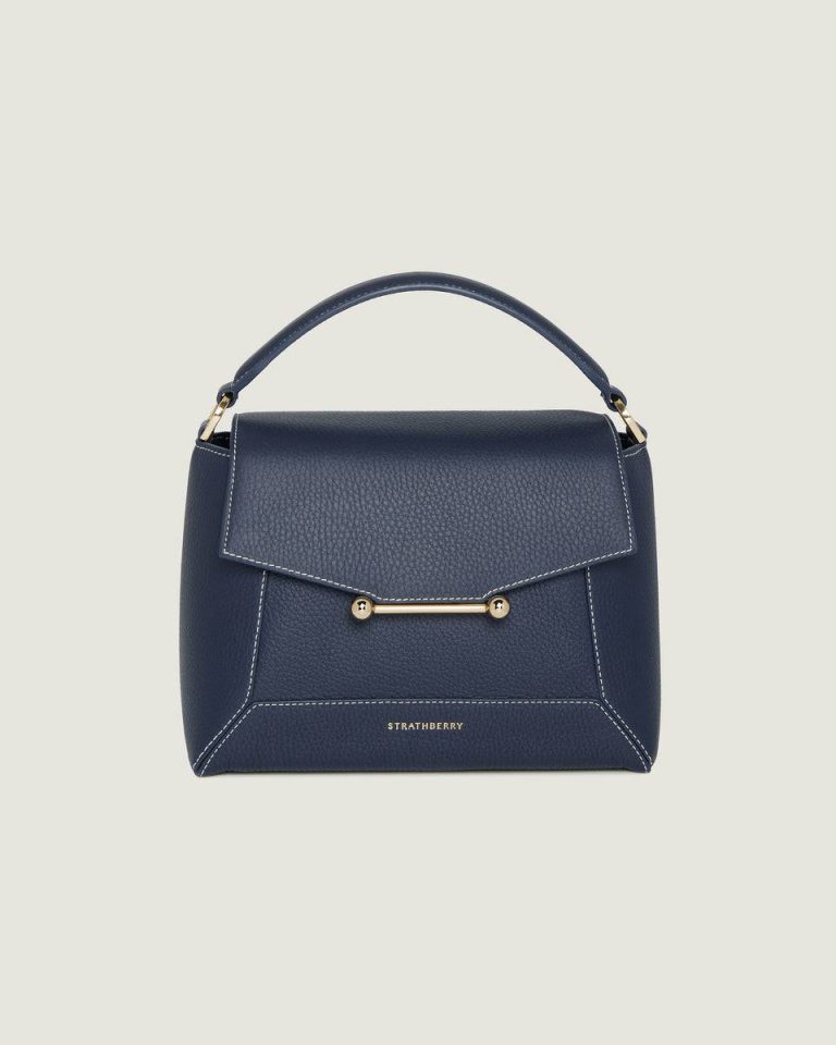 Strathberry Women Navy With Vanilla Stitch Totes & Top Handle Bags Mosaic Bag - Image 3