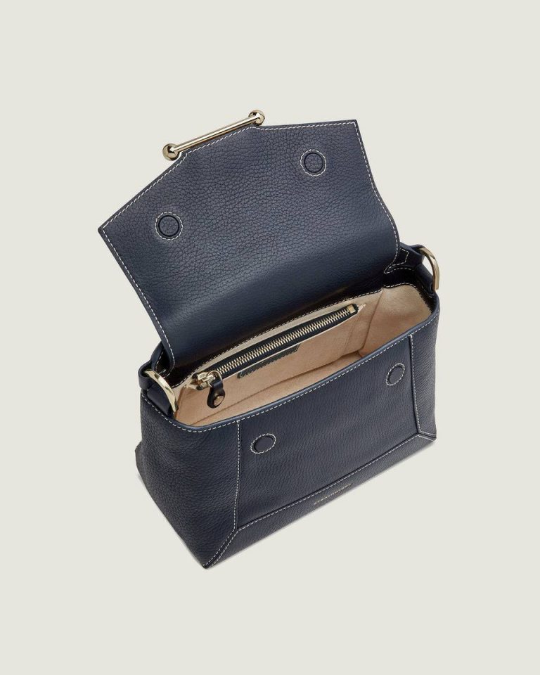 Strathberry Women Navy With Vanilla Stitch Totes & Top Handle Bags Mosaic Bag - Image 5