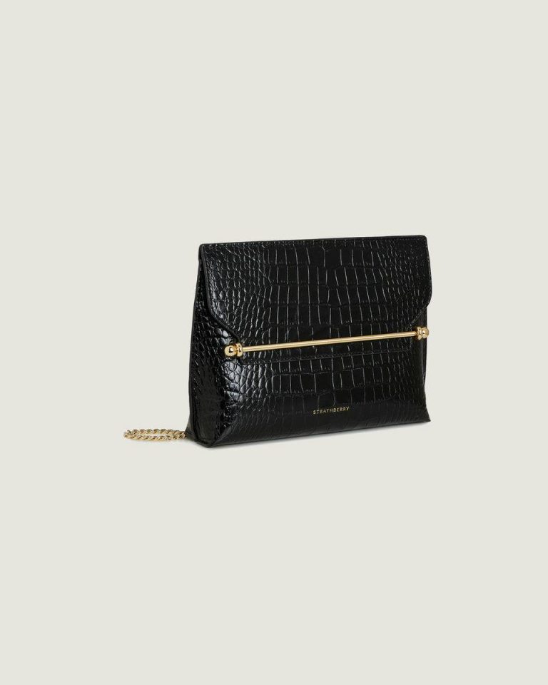 Stylist Evening Bags Women Strathberry Croc-Embossed Leather Black - Image 2