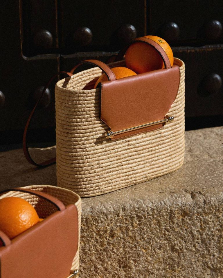 The Strathberry Basket (Small) Women Raffia/Leather Tan Shoulder Bags