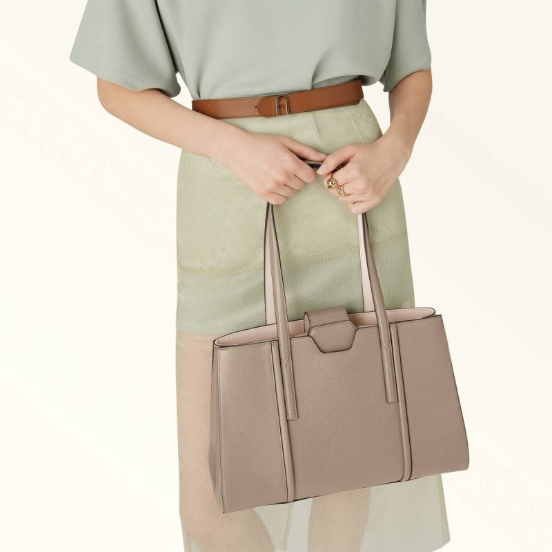 Totes Stucco Gray Women Furla Riva Tote L - Image 2