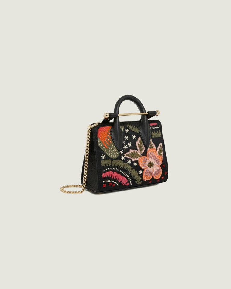 Totes & Top Handle Bags Nano Tote Black Beaded/Embroidered Satin Women Strathberry - Image 2