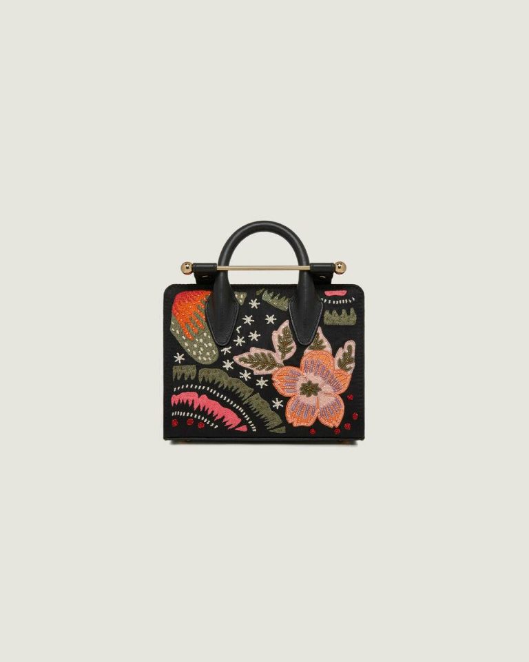 Totes & Top Handle Bags Nano Tote Black Beaded/Embroidered Satin Women Strathberry - Image 3