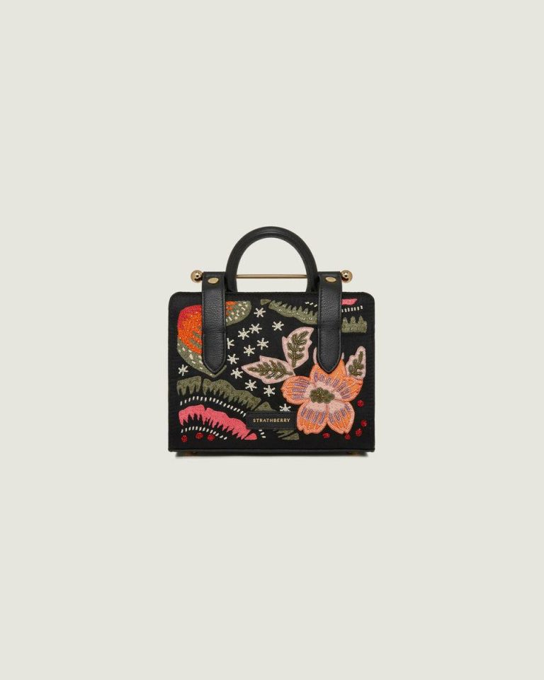 Totes & Top Handle Bags Nano Tote Black Beaded/Embroidered Satin Women Strathberry - Image 4