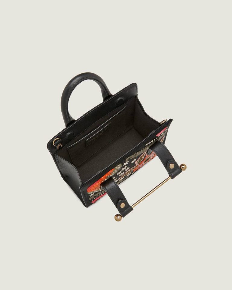 Totes & Top Handle Bags Nano Tote Black Beaded/Embroidered Satin Women Strathberry - Image 5