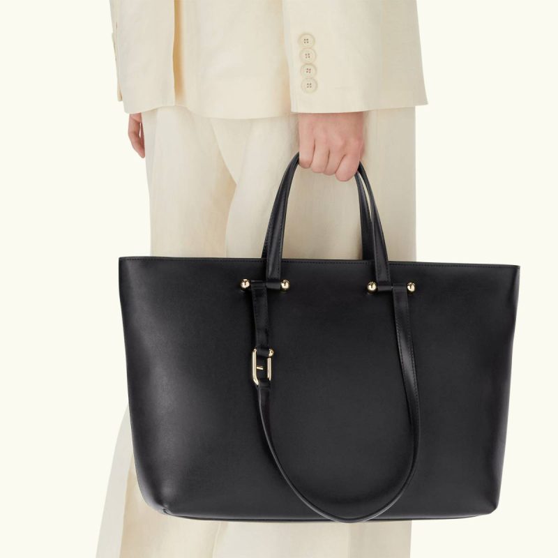 Totes Women Furla Duetto Tote L Nero+Nero Int - Image 2
