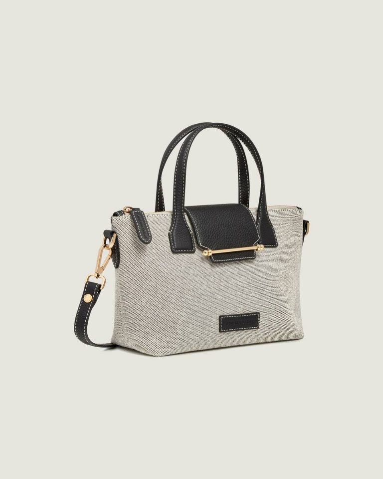 Travel Bags Mini Travel Tote Women Strathberry Black/Cream Canvas - Image 2