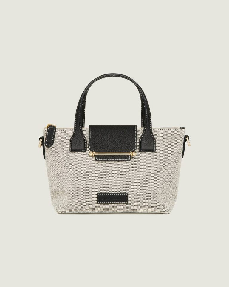 Travel Bags Mini Travel Tote Women Strathberry Black/Cream Canvas - Image 3