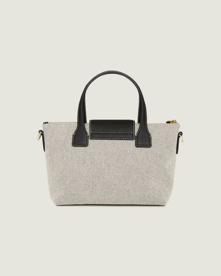 Travel Bags Mini Travel Tote Women Strathberry Black/Cream Canvas - Image 4