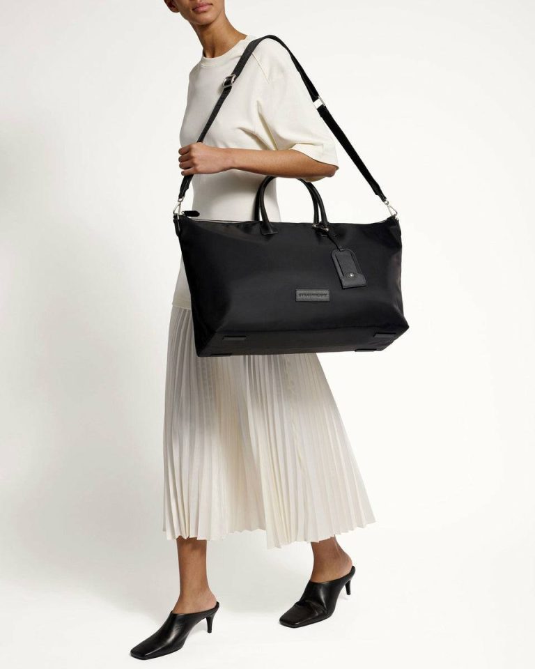 Travel Bags Women Large Travel Tote Black Nylon Strathberry