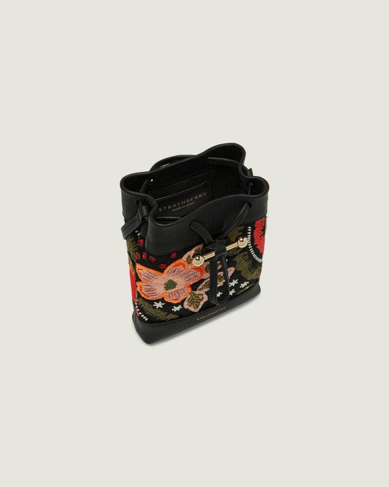 Travel Bags Women Osette Midi Pouch Black Beaded/Embroidered Satin Strathberry - Image 5