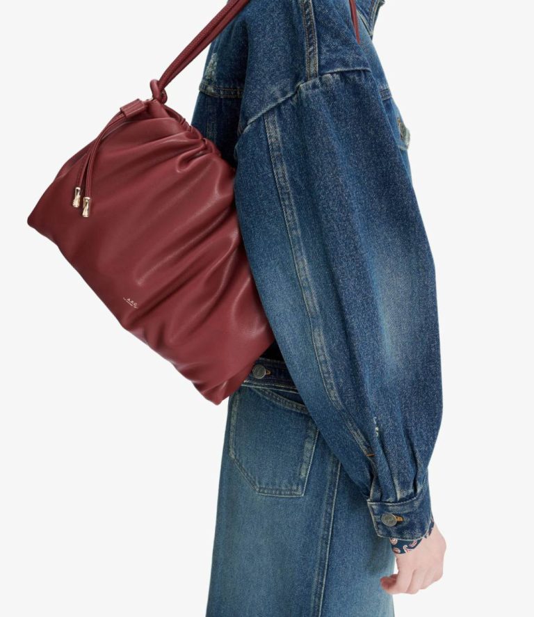 Women A.p.c. Crossbody Bags Ninon Shoulder Bag Wine Red - Image 2