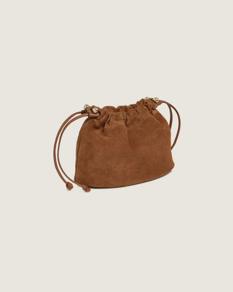 Women Charlotte Drawstring Strathberry Tan Suede Small & Mini Bags - Image 2