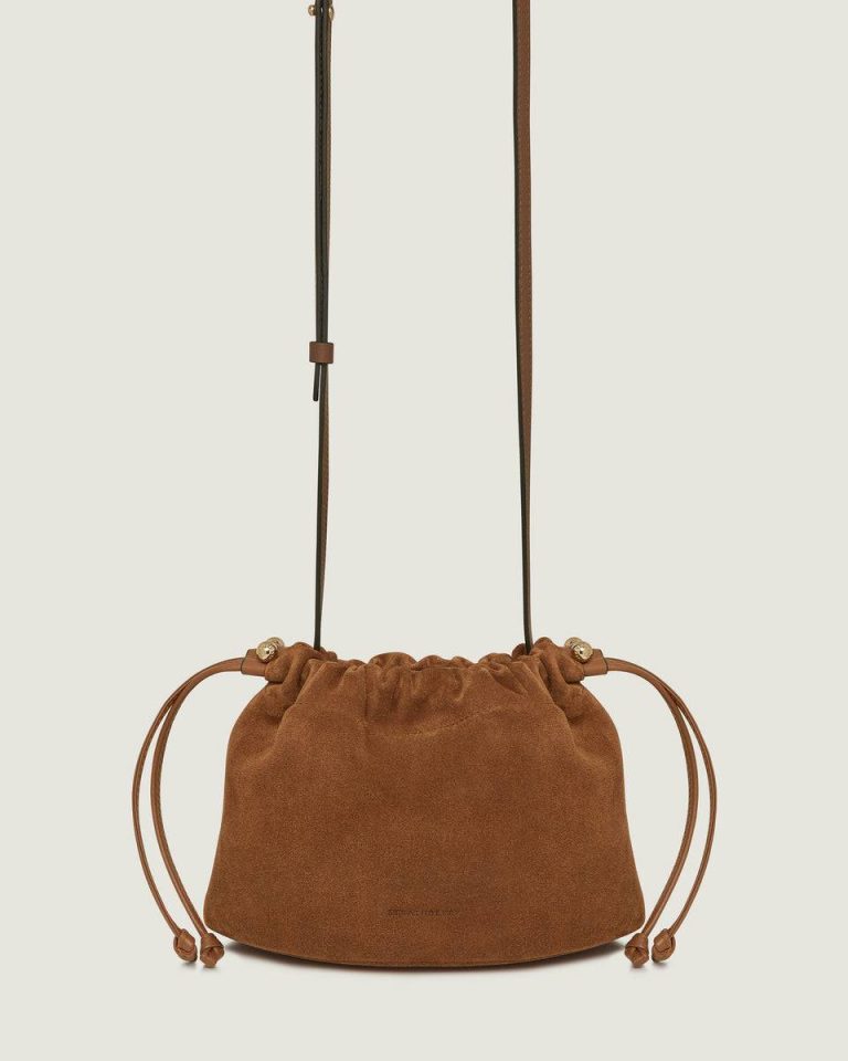Women Charlotte Drawstring Strathberry Tan Suede Small & Mini Bags - Image 4