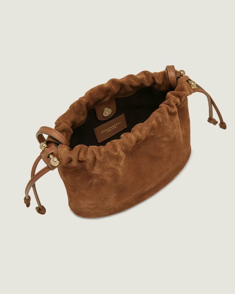 Women Charlotte Drawstring Strathberry Tan Suede Small & Mini Bags - Image 5