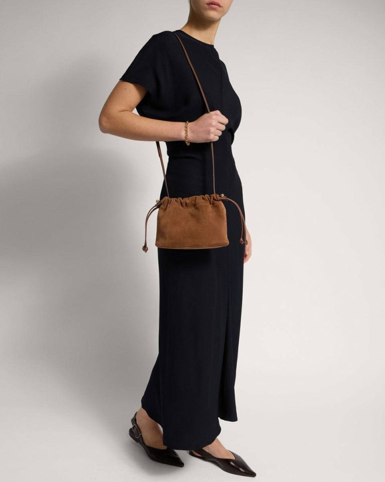 Women Charlotte Drawstring Strathberry Tan Suede Small & Mini Bags