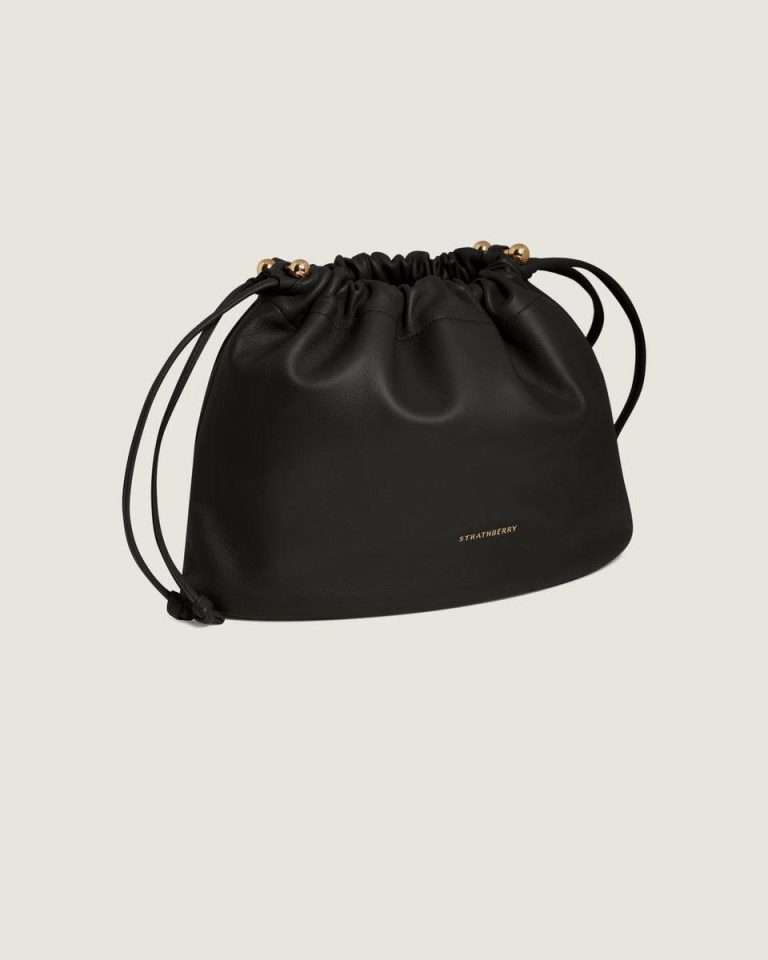 Women Charlotte Midi Drawstring Strathberry Shoulder Bags Black - Image 2